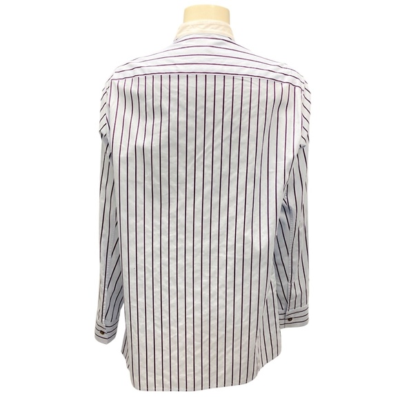 ROSETTA GETTY LIGHT BLUE STRIPED TUXEDO SHIRT - Picture 3 of 6